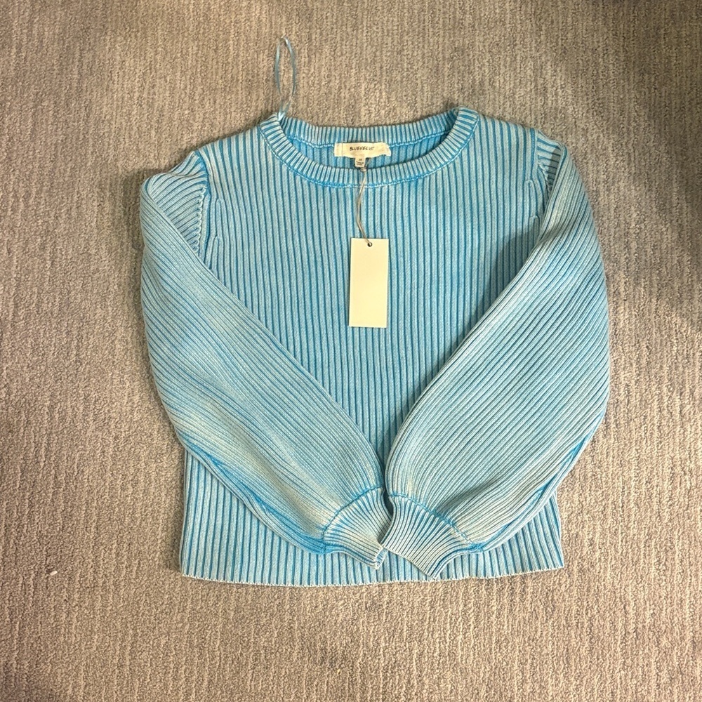 Velvet Blue and White Knit Sweater